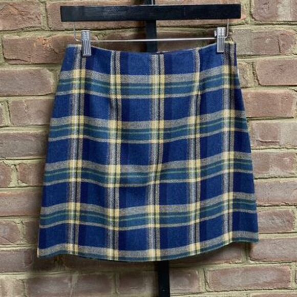 Maurices Y2K Vintage Blue Plaid Wool Mini Skirt Size 4 NWT - Picture 2 of 5